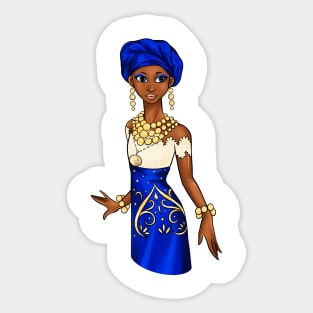 Black is Beautiful - Niger African Melanin Girl in traditional outfit Sticker